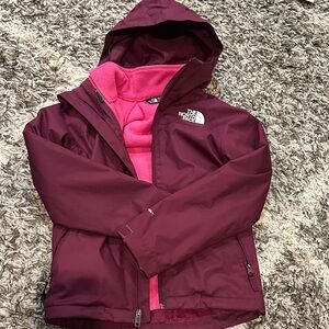 The North Face Maroon and Pink Hooded Jacket